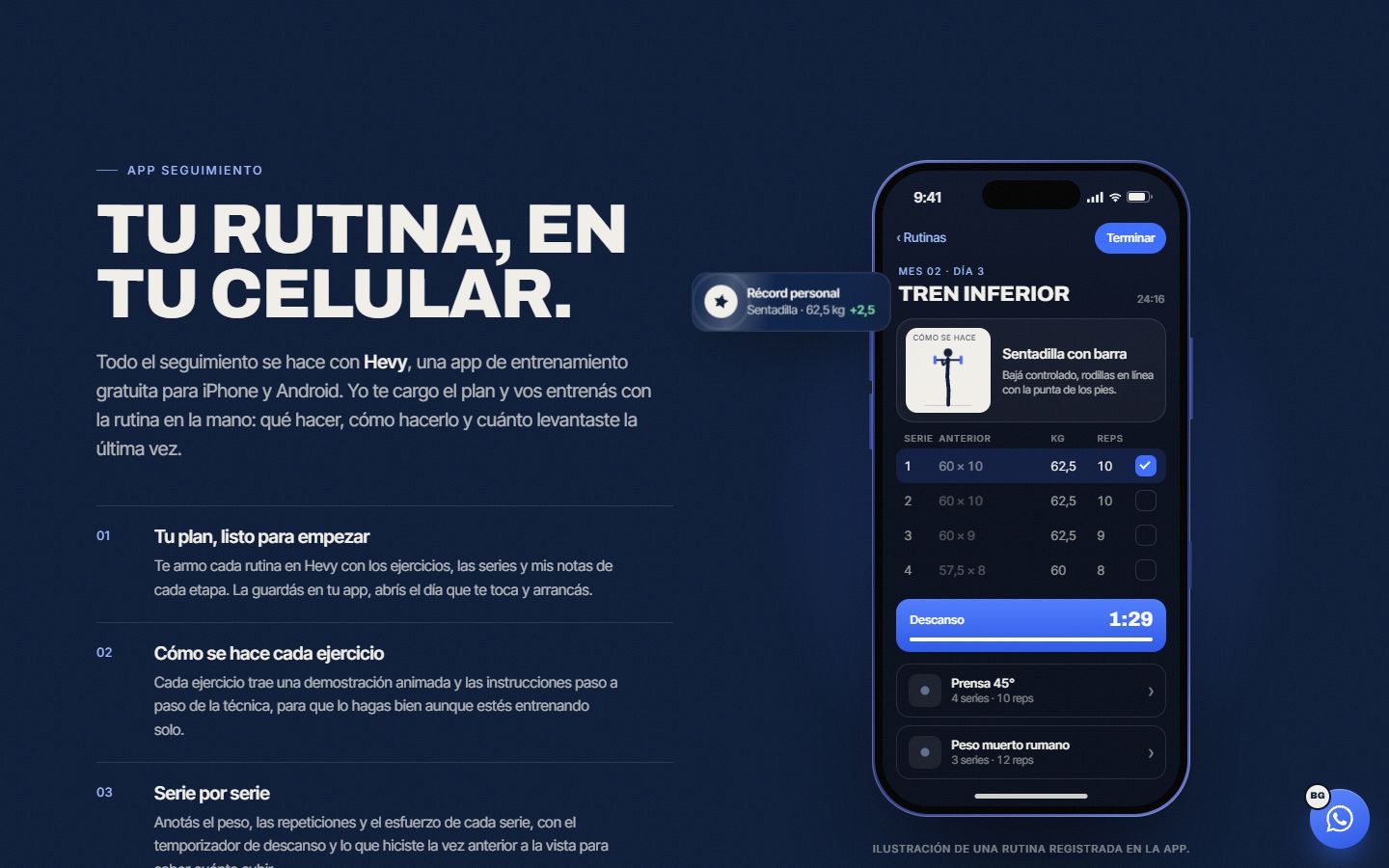 La app, explicada, en la web de Bauti Galván