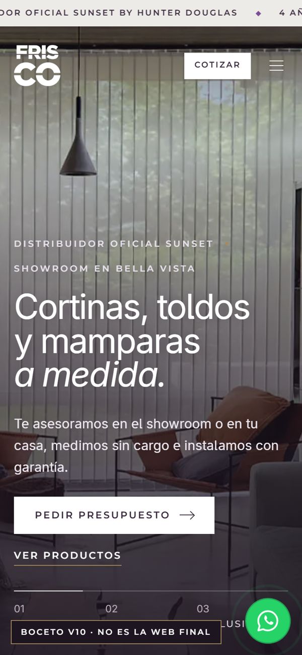La web de Frisco en el celular