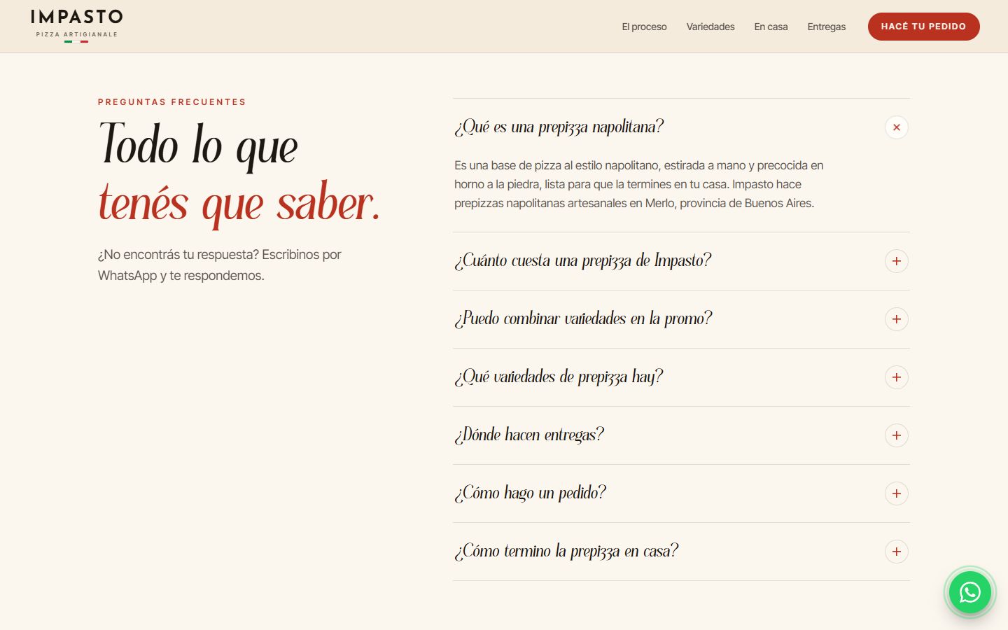 Las dudas, antes de escribir, en la web de Impasto