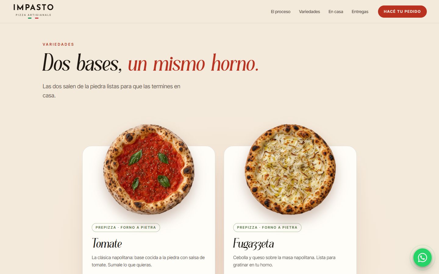 Variedades, en la web de Impasto
