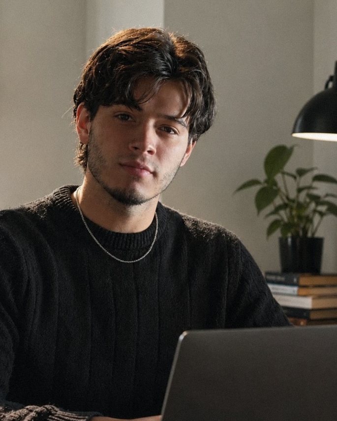 Agus, from Presence Studio, working at his desk